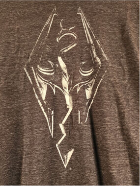 Bethesda Skyrim The Elder Scrolls V Dragon Logo Graphic Tee Heather Gray Small S